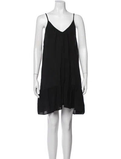 Pre-owned 9seed V-neck Mini Dress In Black