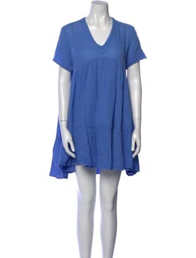 Pre-owned 9seed V-neck Mini Dress In Blue