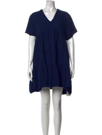 Pre-owned 9seed V-neck Mini Dress In Blue