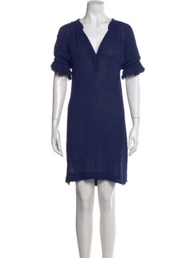 Pre-owned 9seed V-neck Mini Dress In Blue