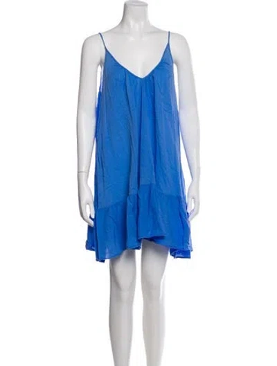 Pre-owned 9seed V-neck Mini Dress In Blue