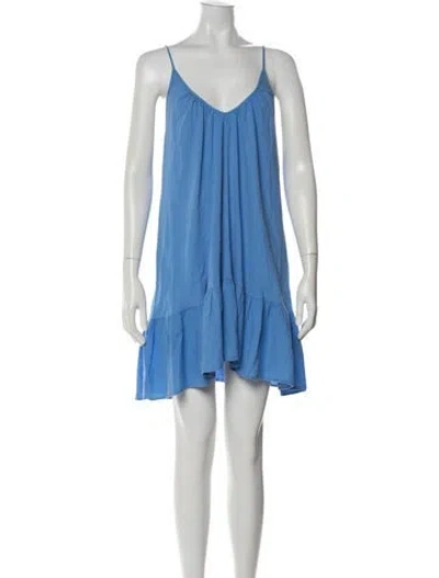 Pre-owned 9seed V-neck Mini Dress In Blue
