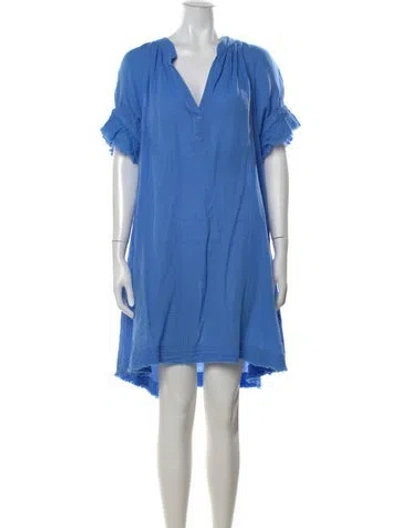 Pre-owned 9seed V-neck Mini Dress In Blue