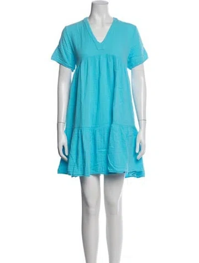 Pre-owned 9seed V-neck Mini Dress In Blue