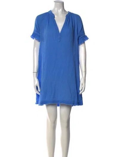 Pre-owned 9seed V-neck Mini Dress In Blue