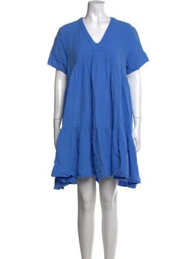 Pre-owned 9seed V-neck Mini Dress In Blue