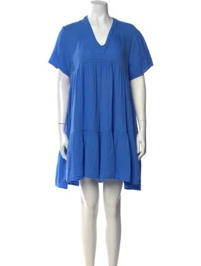 Pre-owned 9seed V-neck Mini Dress In Blue