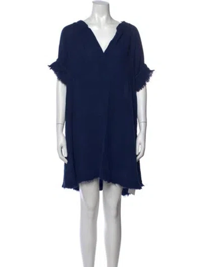 Pre-owned 9seed V-neck Mini Dress In Blue