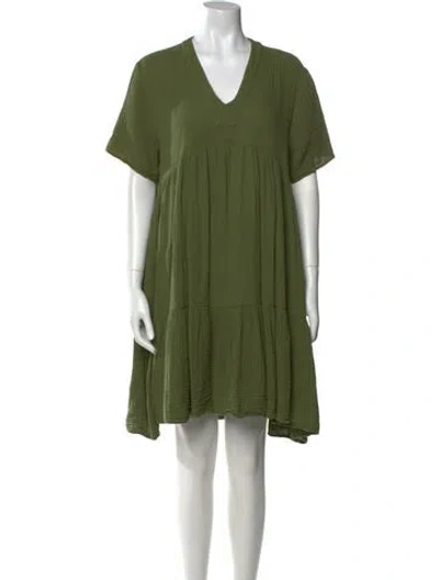 Pre-owned 9seed V-neck Mini Dress In Green