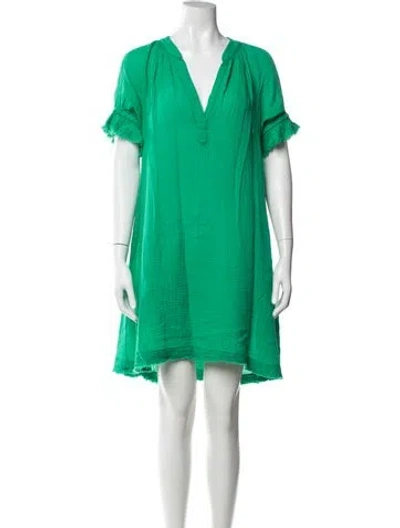 Pre-owned 9seed V-neck Mini Dress In Green