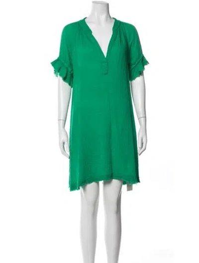 Pre-owned 9seed V-neck Mini Dress In Green