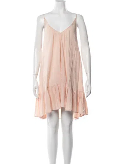 Pre-owned 9seed V-neck Mini Dress In Neutrals