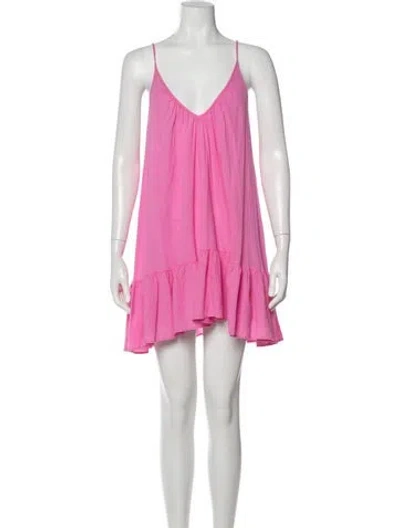Pre-owned 9seed V-neck Mini Dress In Pink