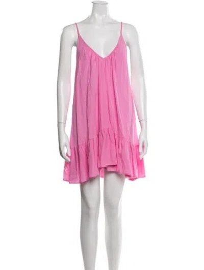 Pre-owned 9seed V-neck Mini Dress In Pink