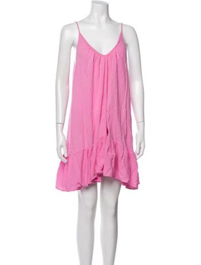 Pre-owned 9seed V-neck Mini Dress In Pink