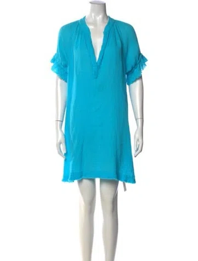 Pre-owned 9seed V-neck Mini Dress W/ Tags In Blue