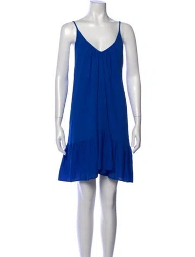 Pre-owned 9seed V-neck Mini Dress W/ Tags In Blue