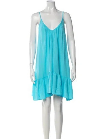 Pre-owned 9seed V-neck Mini Dress W/ Tags In Blue