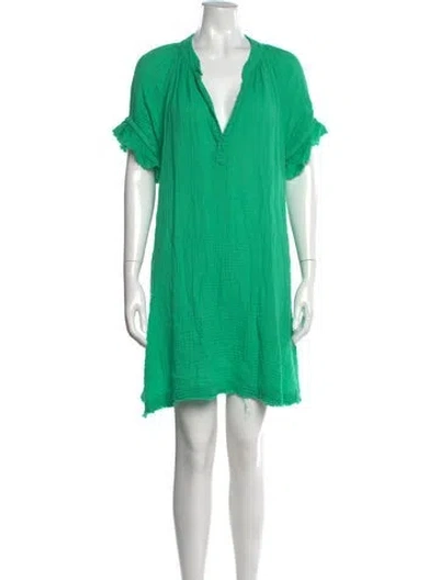 Pre-owned 9seed V-neck Mini Dress W/ Tags In Green