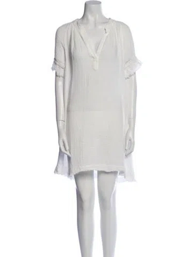 Pre-owned 9seed V-neck Mini Dress In White