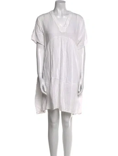 Pre-owned 9seed V-neck Mini Dress In White