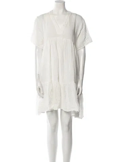 Pre-owned 9seed V-neck Mini Dress In White