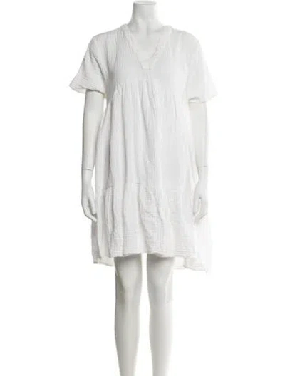 Pre-owned 9seed V-neck Mini Dress In White