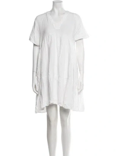 Pre-owned 9seed V-neck Mini Dress In White