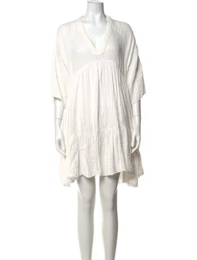 Pre-owned 9seed V-neck Mini Dress In White