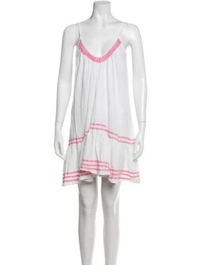 Pre-owned 9seed V-neck Mini Dress In White