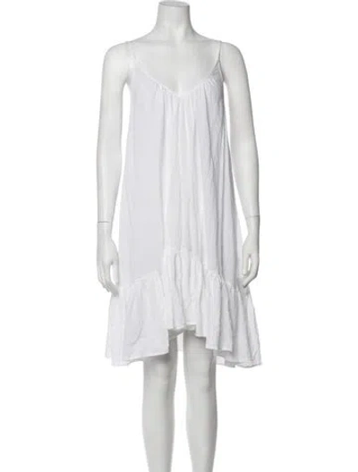 Pre-owned 9seed V-neck Mini Dress In White