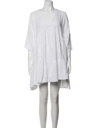 Pre-owned 9seed V-neck Mini Dress In White