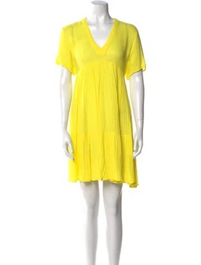 Pre-owned 9seed V-neck Mini Dress In Yellow