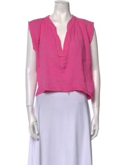 Pre-owned 9seed V-neck Short Sleeve Crop Top In Pink