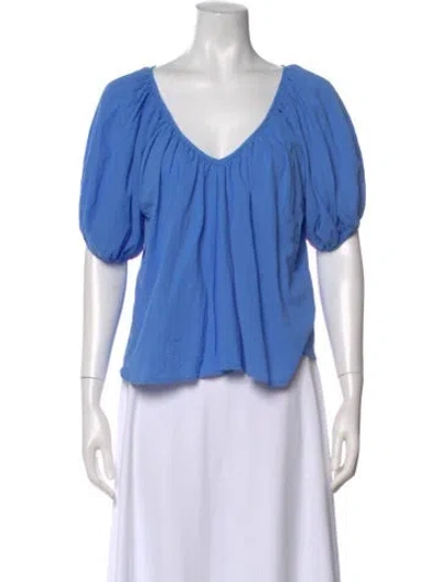 Pre-owned 9seed V-neck Short Sleeve Top In Blue