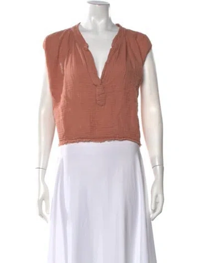 Pre-owned 9seed V-neck Short Sleeve Top W/ Tags In Neutral