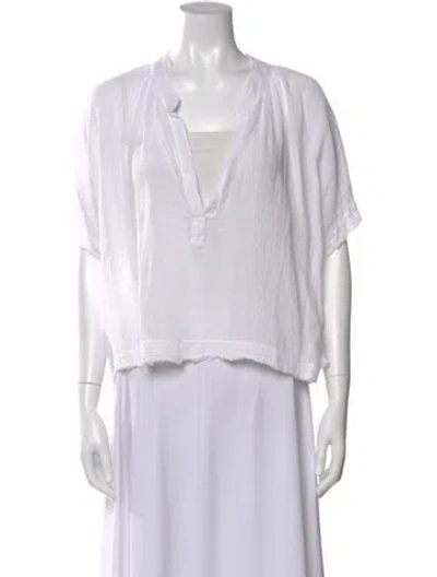 Pre-owned 9seed V-neck Short Sleeve Top In White