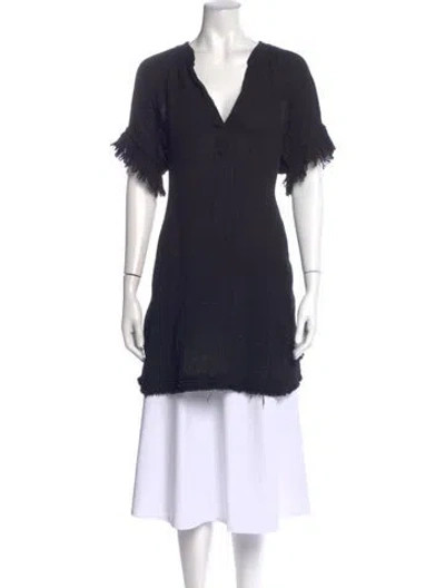 Pre-owned 9seed V-neck Short Sleeve Tunic In Blue