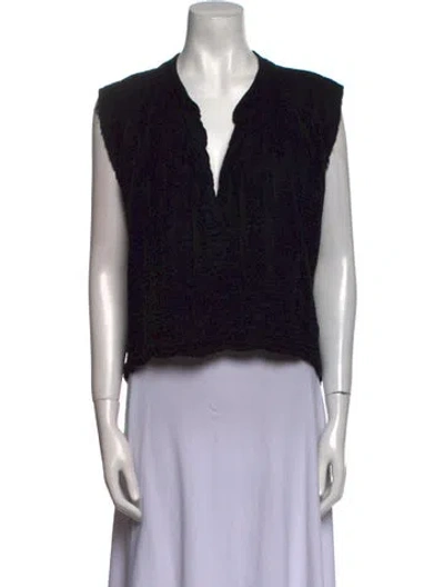 Pre-owned 9seed V-neck Sleeveless Crop Top In Black