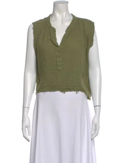 Pre-owned 9seed V-neck Sleeveless Crop Top In Green