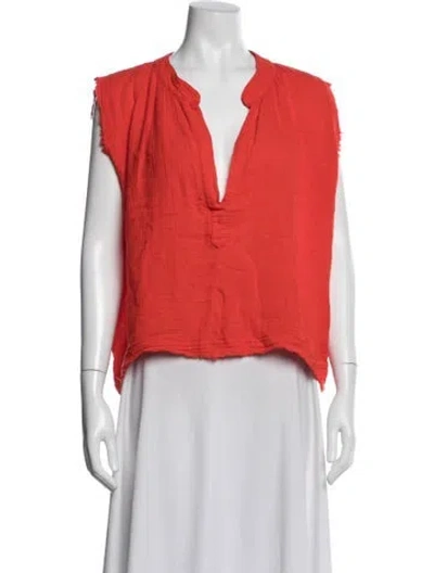 Pre-owned 9seed V-neck Sleeveless Top In Orange
