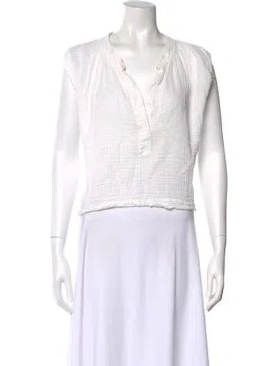 Pre-owned 9seed V-neck Sleeveless Top In White