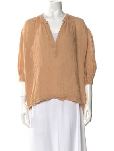 Pre-owned 9seed V-neck Three-quarter Sleeve Top In Neutral