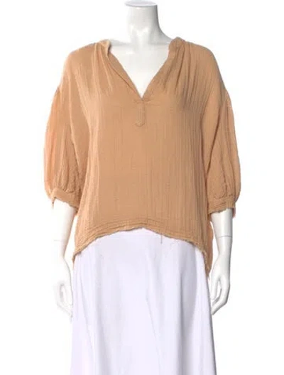 Pre-owned 9seed V-neck Three-quarter Sleeve Top In Orange