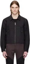 A. A. Spectrum Black Westwind Slim Trucker Jacket In Black Cloud