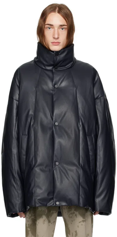 A. A. Spectrum Navy Lambers Down Faux-leather Jacket In Midnight Blue