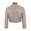A&a Vesa Neutrals Short Genuine Leather Jacket For Women - Taupe