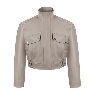 A&a Vesa Neutrals Short Genuine Leather Jacket For Women - Taupe