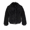 A&a Vesa Women's Curly Shearling Coat - Black In Black