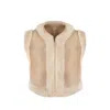 A&a Vesa Women's Neutrals Short Shearling Vest - Beige
